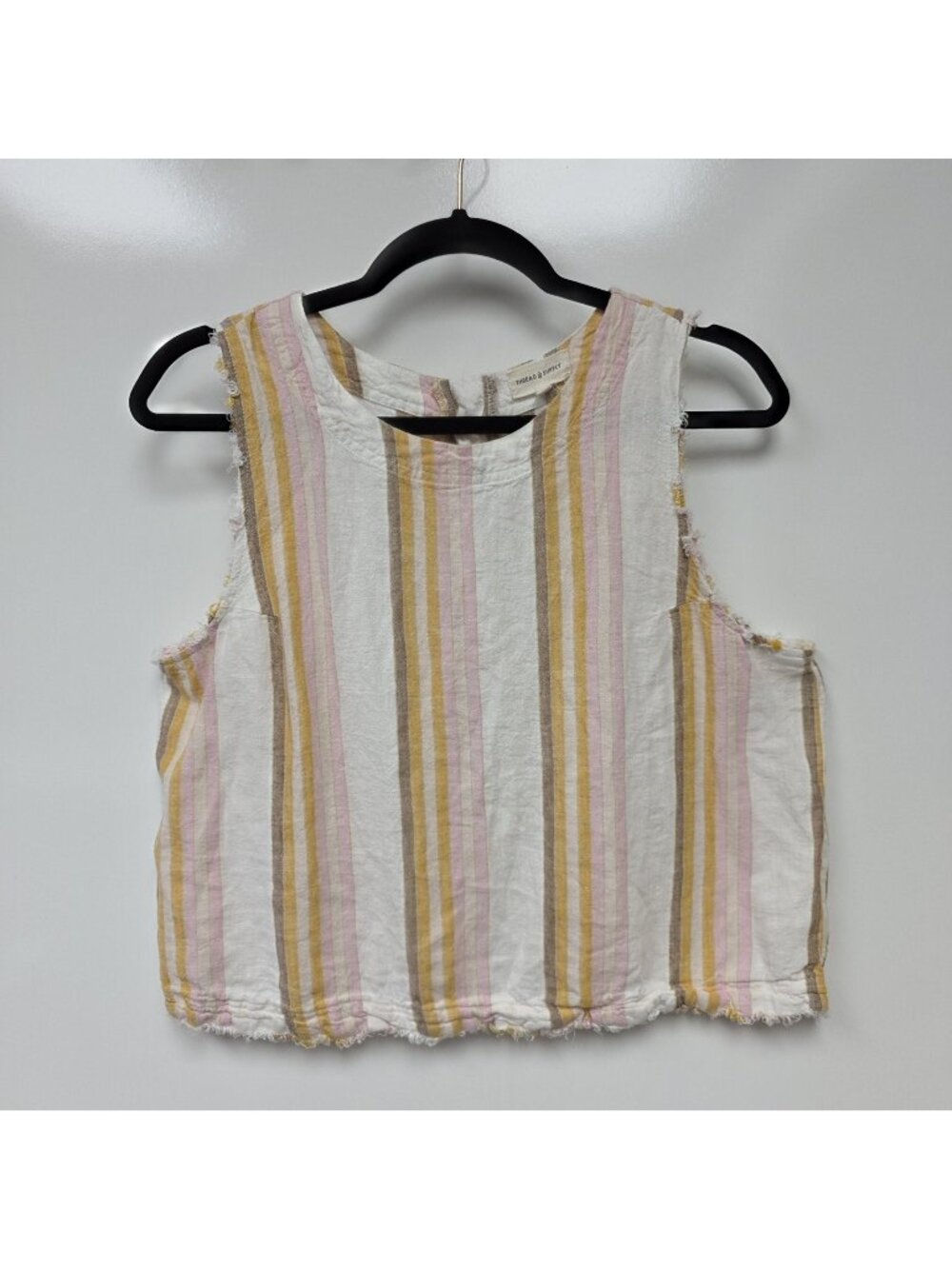 Thread & Supply Tank Top Womens XL Multicolor Crew Neck Sleeveless Striped Linen